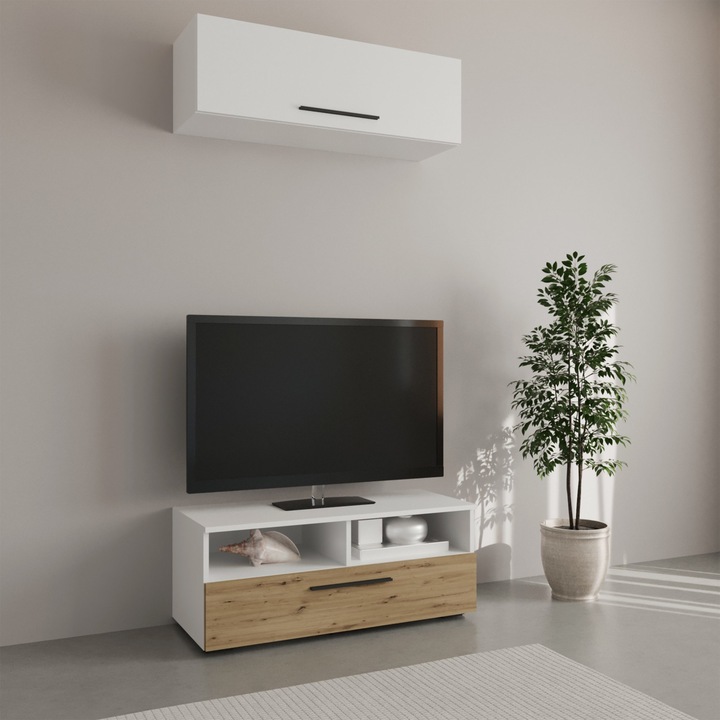 Living haaus Kos V11, Alb/Stejar Artisan, L 95 cm