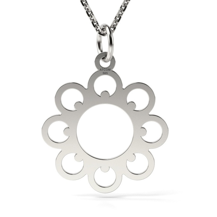 Colier din aur alb model Rozeta