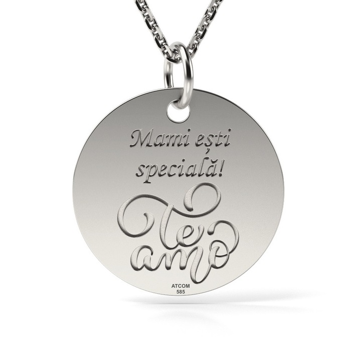 Colier din aur alb model Te Amo