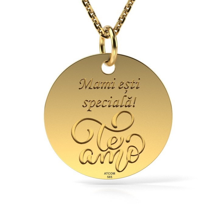 Colier din aur galben model Te Amo