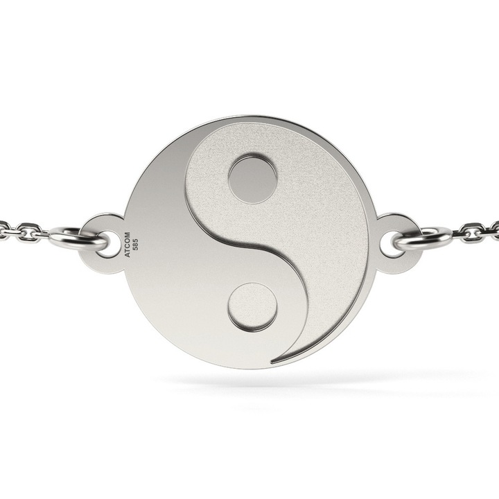 Bratara cu lantisor din argint model Yin si Yang