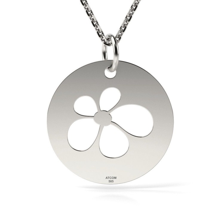 Colier din aur alb model Petale de trandafir