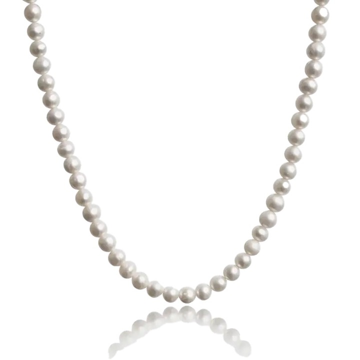 Colier perle apa dulce cu inchidere din argint placat cu rodiu
