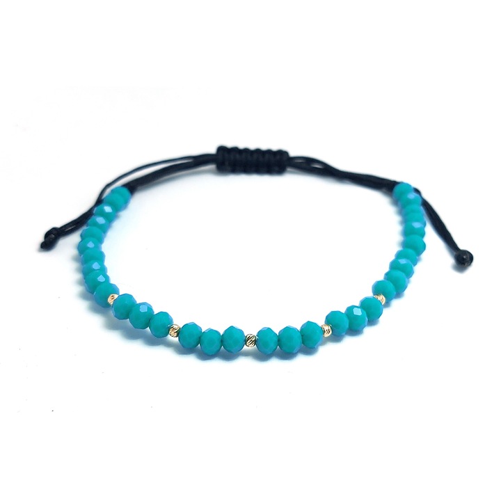 Bratara 5 bile aur 14k, Albastru, Dimensiune reglabila