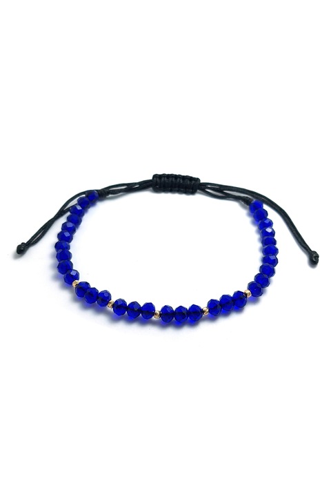 Bratara 5 bile aur 14k, Albastru indigo, Dimensiune reglabila