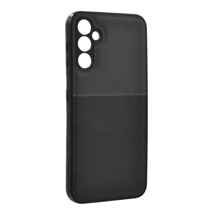 Samsung Galaxy S23 FE (SM-S711) Gigapack műanyag telefonvédő (szilikon keret, ütésállóság, mágneses, bőr hatású hátlap, csíkos) fekete, gigapack csomagolás