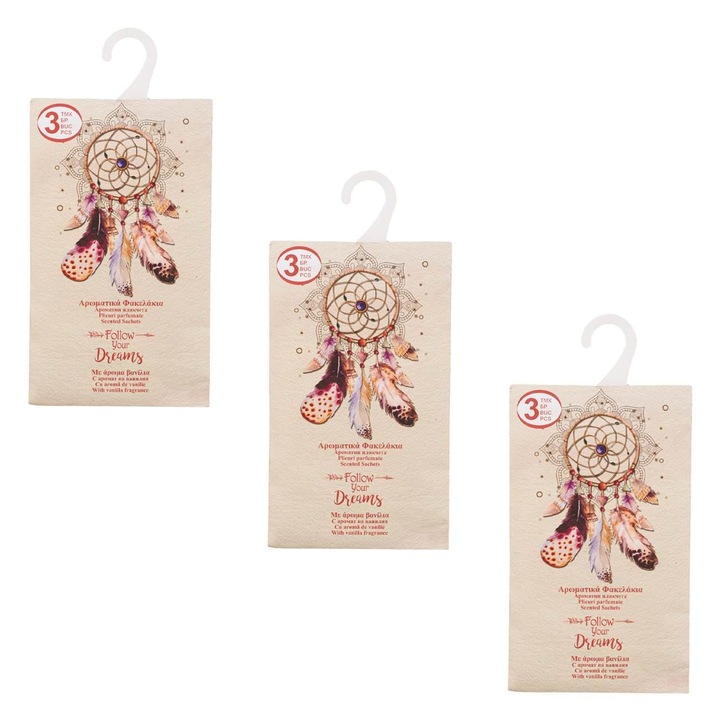 3 db-os légfrissítő készlet akasztóval Shopiens® szekrényekhez és fiókokhoz, Vanília aroma, 20 g