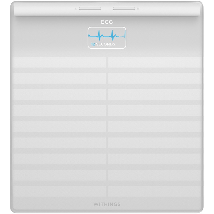 Смарт кантар Withings Body Scan, Технология за контрол на позицията, Акумулаторна литиево-йонна батерия, 4 сензора за тегло, Бял