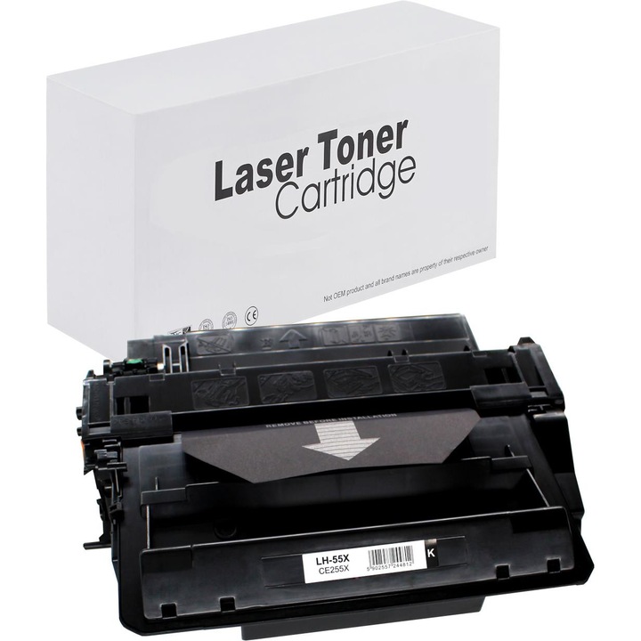 Cartus toner compatibil HP CE255X (55X) / Canon CRG-724H negru (black), HP LASERJET P3011 P3015 P3016 Pro MFP M521, I-SENSYS LBP-6750DN LBP-6780X LBP-6580X, 12500 pagini