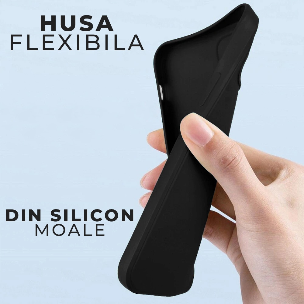 Husa pentru Xiaomi Redmi 13C DaDen Silicon Soft, Ultra Slim, Protectie sporita, Interior de microfibra, Calitate premium, Negru