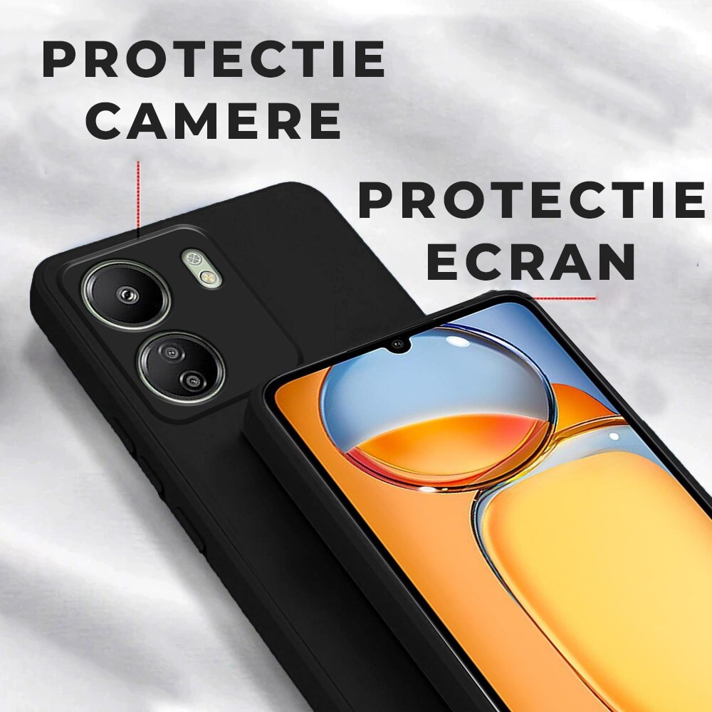 Husa pentru Xiaomi Redmi 13C DaDen Silicon Soft, Ultra Slim, Protectie sporita, Interior de microfibra, Calitate premium, Negru