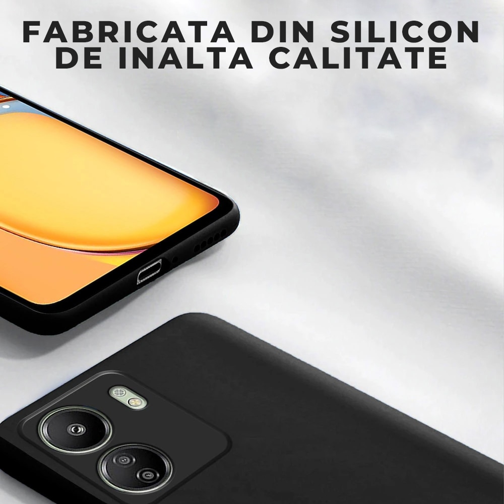Husa pentru Xiaomi Redmi 13C DaDen Silicon Soft, Ultra Slim, Protectie sporita, Interior de microfibra, Calitate premium, Negru
