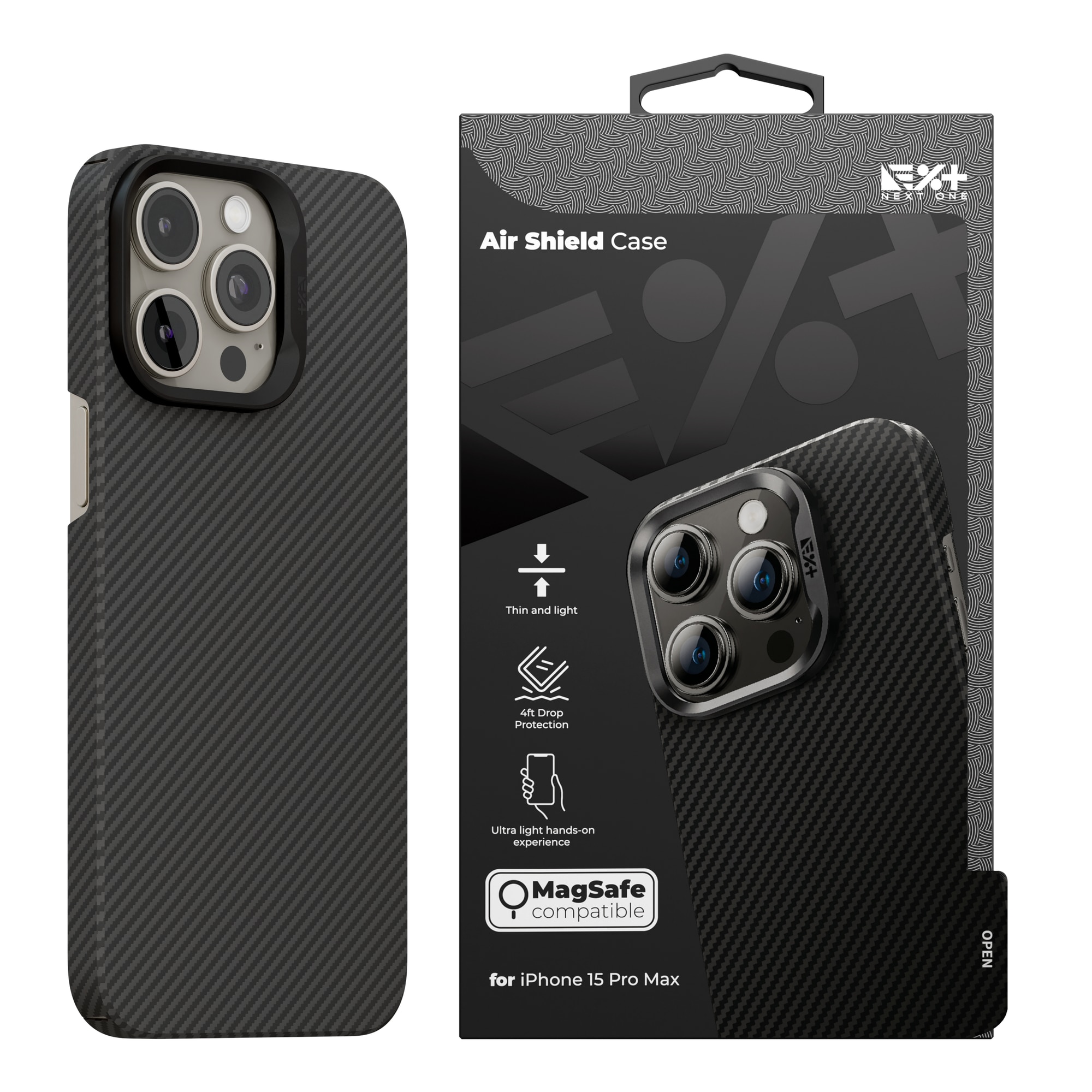 Husa de protectie NOA compatibila MagSafe din fibra de aramida pentru iPhone 15 Pro Max