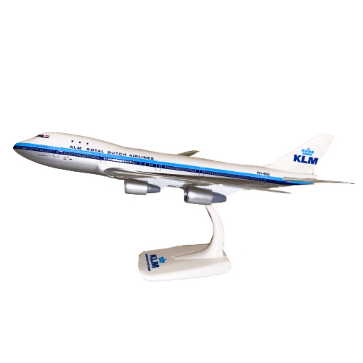 Aeromacheta Boeing 747-200 KLM Retro, PPC Holland, Plasric, Scara 1:250, 28 x 24 cm, Alb/Albastru