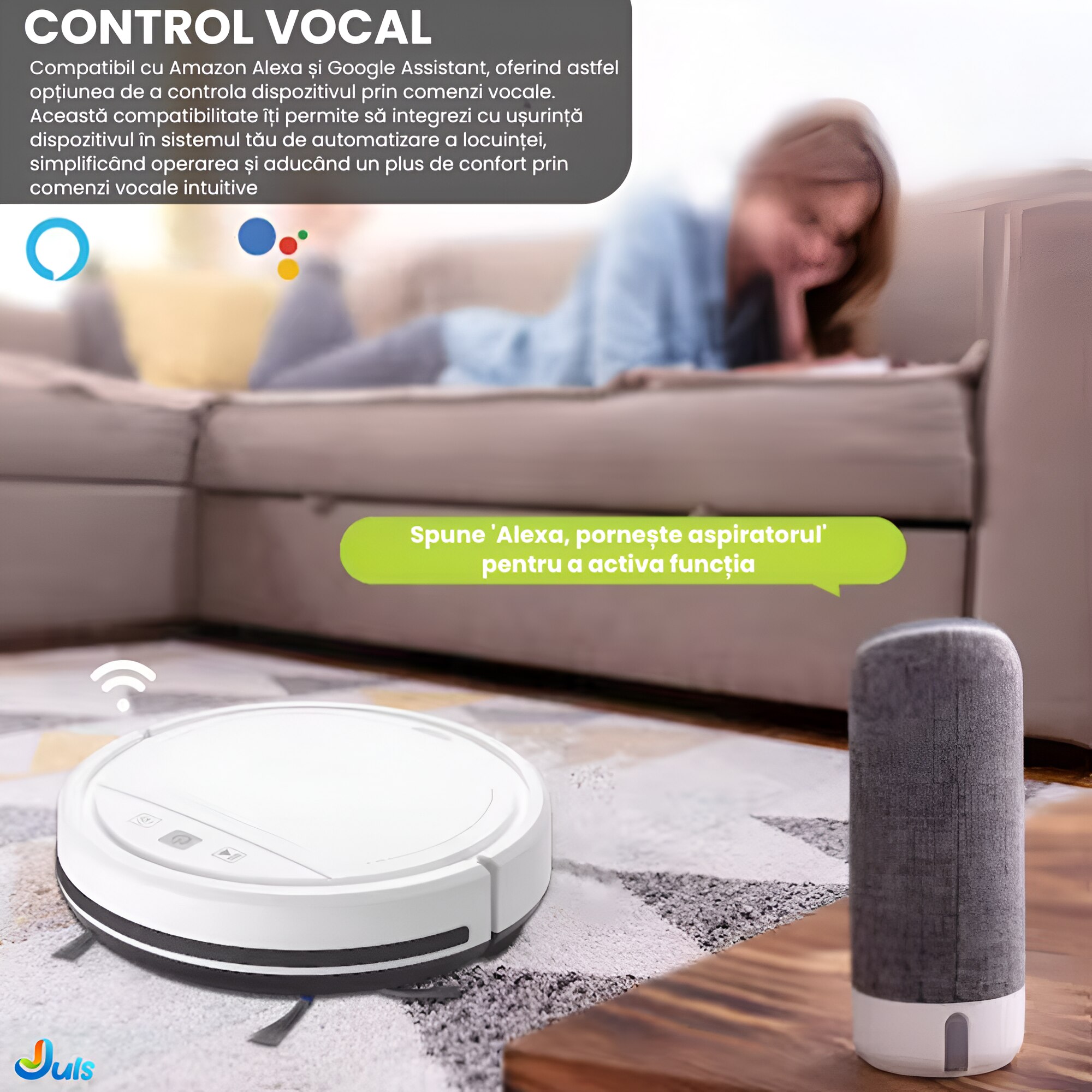 Robot aspirator automat wireless cu control Tuya app