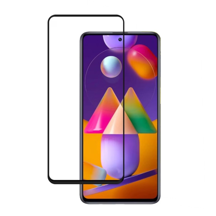 Samsung Galaxy A11 kompatibilis védőfólia, 9H biztonsági üveg, kijelző, fekete-átlátszó