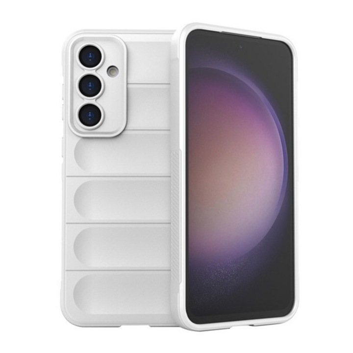 Силиконов калъф за мобилен телефон Gigapack, удароустойчив, протектор за камера, 3D, бял, съвместим с: Samsung Galaxy S23 FE, SM-S711