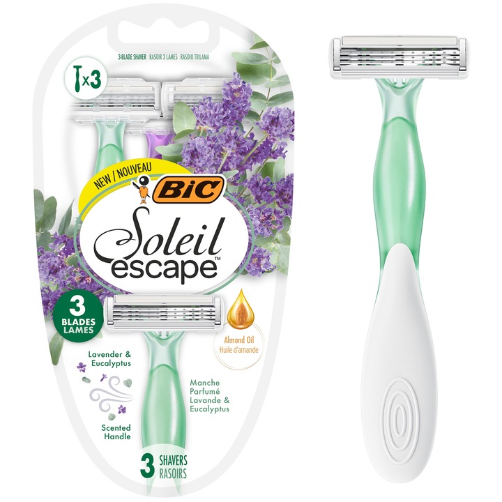 Самобръсначка BIC Soleil Escape Lavender & Eucalyptus, С 3 ножчета, Опаковка от 3 броя