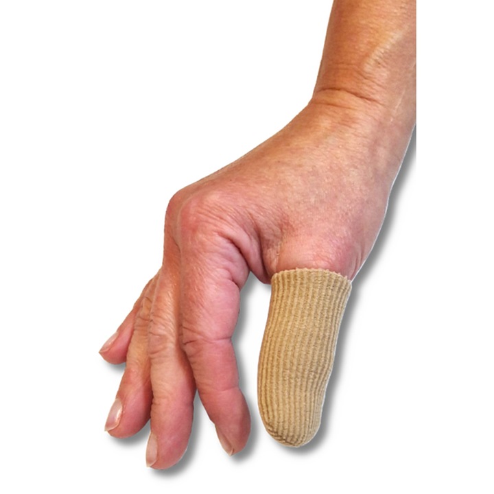 Protector pentru degete cu gel intarit cu tesatura cu nervuri, Vaya Medical, Gel, L/XL, Bej, 1 bucata