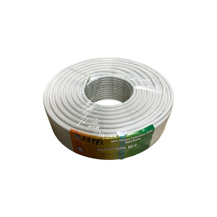 Cablu TV coaxial, rola 100m, AVI-2422, alb 100 m