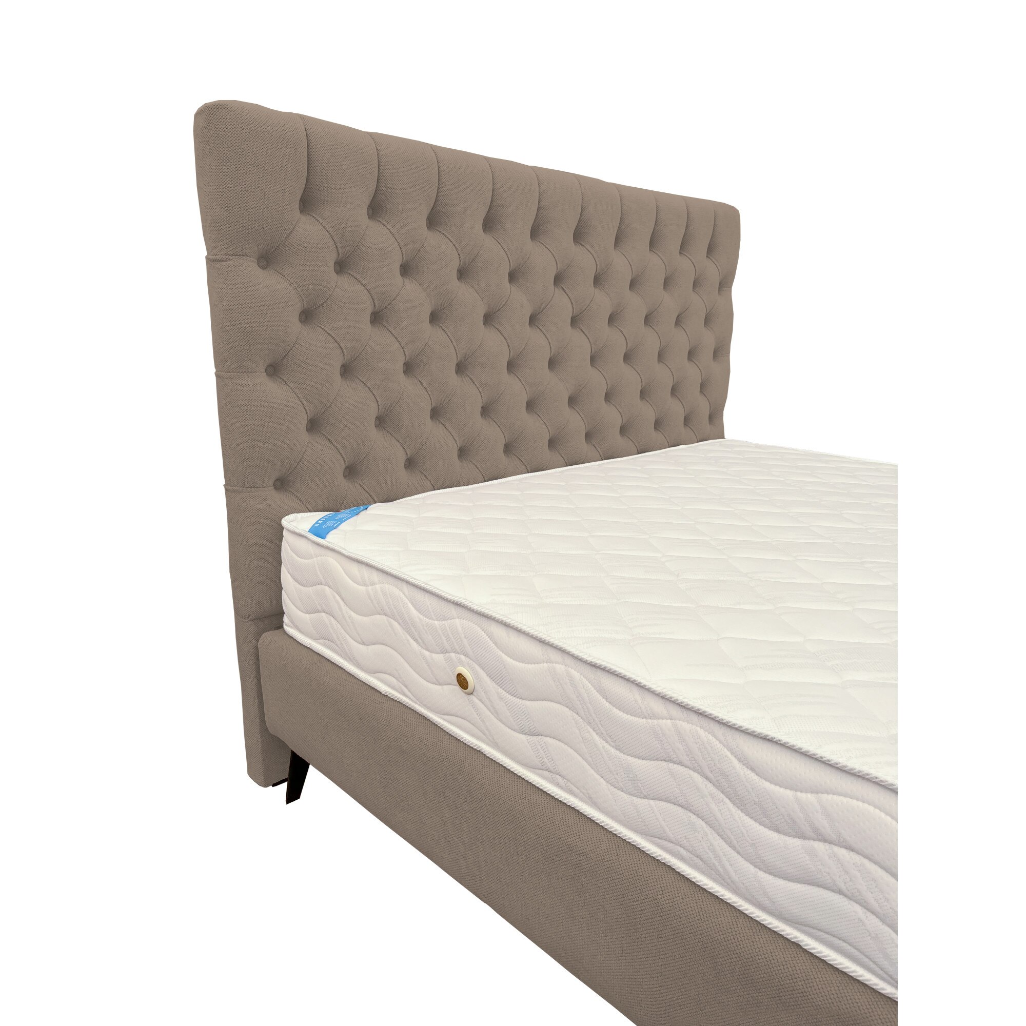 Pat tapitat Boxspring, Laszlo, Crem deschis, C11, 180x200 cm eMAG.ro