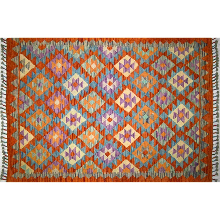 Covor kilim MEESE, Luxury Rugs, Lana, Multicolor, grosime 5 mm, 100x145 cm