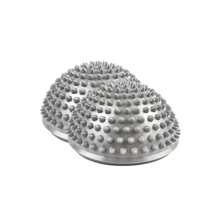 Set 2 dispozitive masaj profesional Line Sport, din PVC, culoare gri, ergonomic, ideal pentru auto-masaj, relaxare musculara, ameliorare durere, stimulare circulatie si recuperare