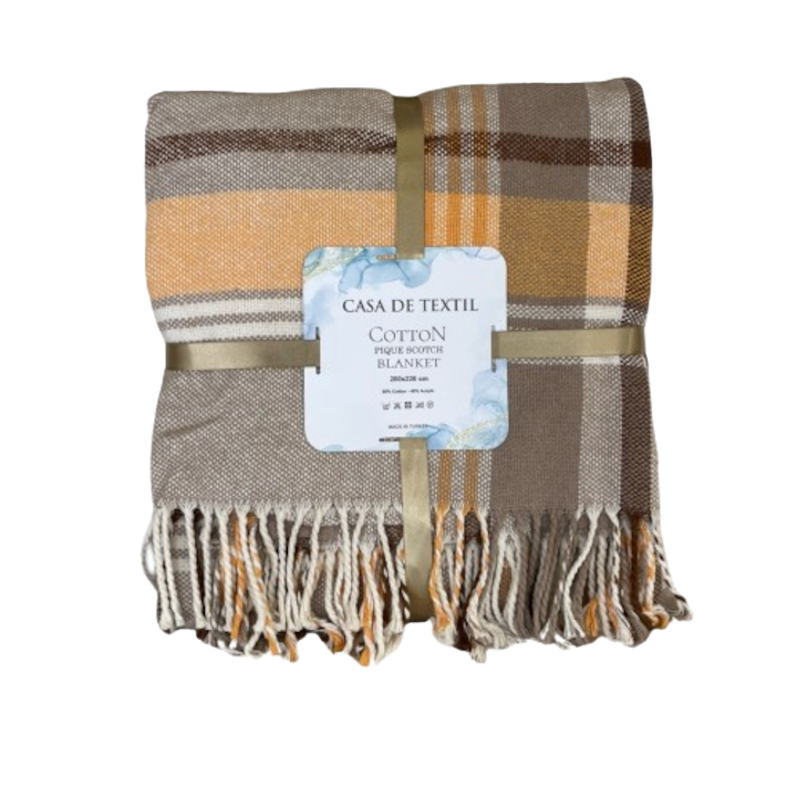 Patura bumbac, 200×220 cm, maro