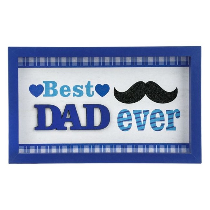 Rama Foto din Lemn Albastra "Best Dad Ever" 18x11cm