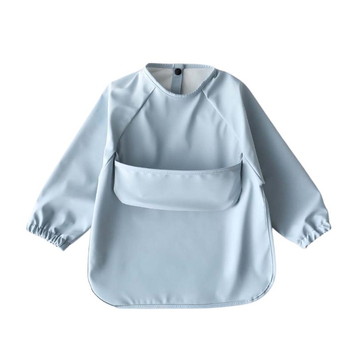 Baveta moale si impermeabila cu maneci pentru bebelusi, 6+ luni - Dodoli Albastru