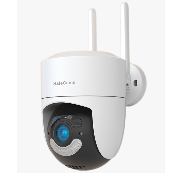 SafeCams 8MP 4K térfigyelő kamera, Éjszakai látás, Riasztó, Vízálló, Fehér