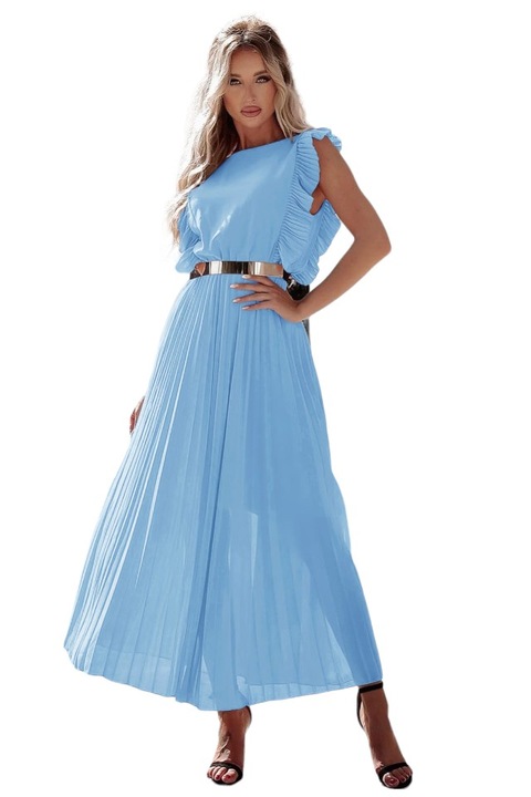 Rochie Dama Lunga din Voal Bleu cu curea masura universala s/m/l