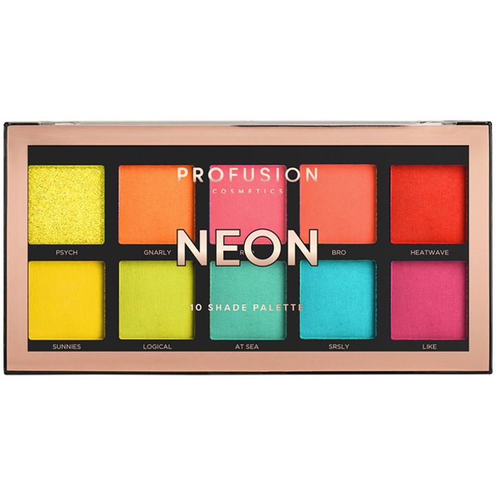 Neon, Paleta Farduri Vegane 10 Nuante, Profusion Cosmetics