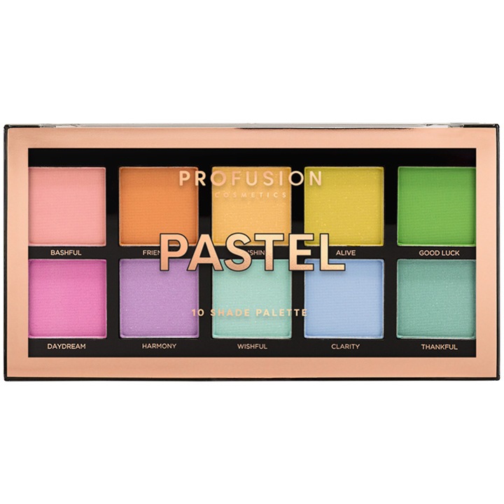 Profusion Cosmetics Pastel Szemhéjpaletta, 10 árnyalat
