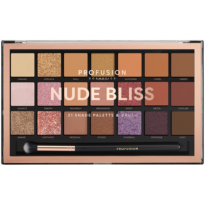 Profusion Cosmetics Nude Bliss szemhéjpaletta, 21 árnyalat