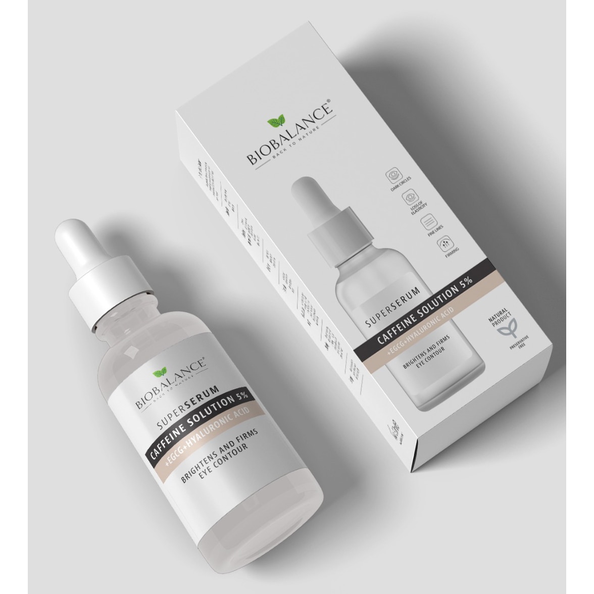 Super Serum contur ochi cu Cafeina 5% + EGCG + Acid Hialuronic, impotriva cearcanelor si ridurilor, Bio Balance, 30 ml