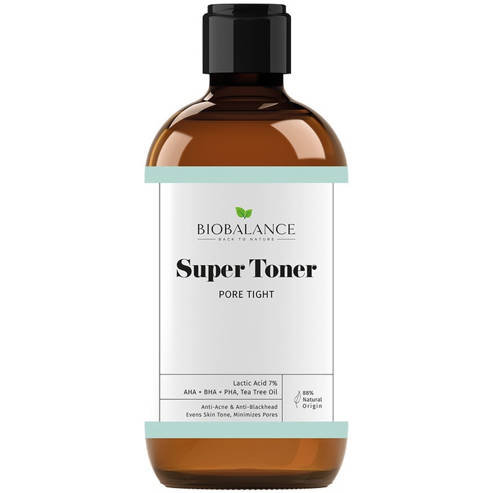 Super Toner Pore Tight, Antiacneic si Uniformizant, pentru Minimizarea Porilor, Ten Mixt-Gras, Bio Balance, 250 ml
