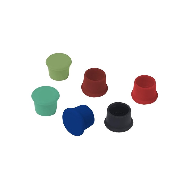 Комплект силиконови капачки за бутилки вино, бира, сок, 6 части за многократна употреба, многоцветни