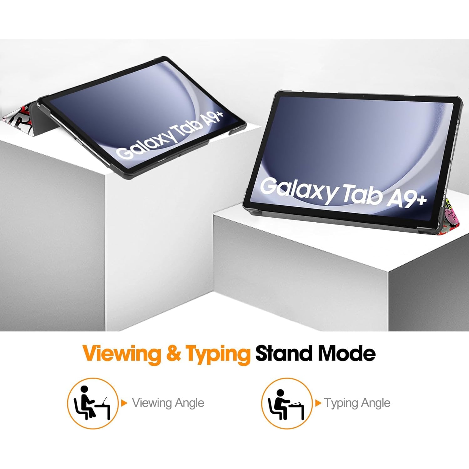 Husa pentru Samsung Galaxy Tab A11 Plus / A9+ Plus 11 inch UltraSlim de tip stand functie sleep/wake-up Aiyando, grafitti
