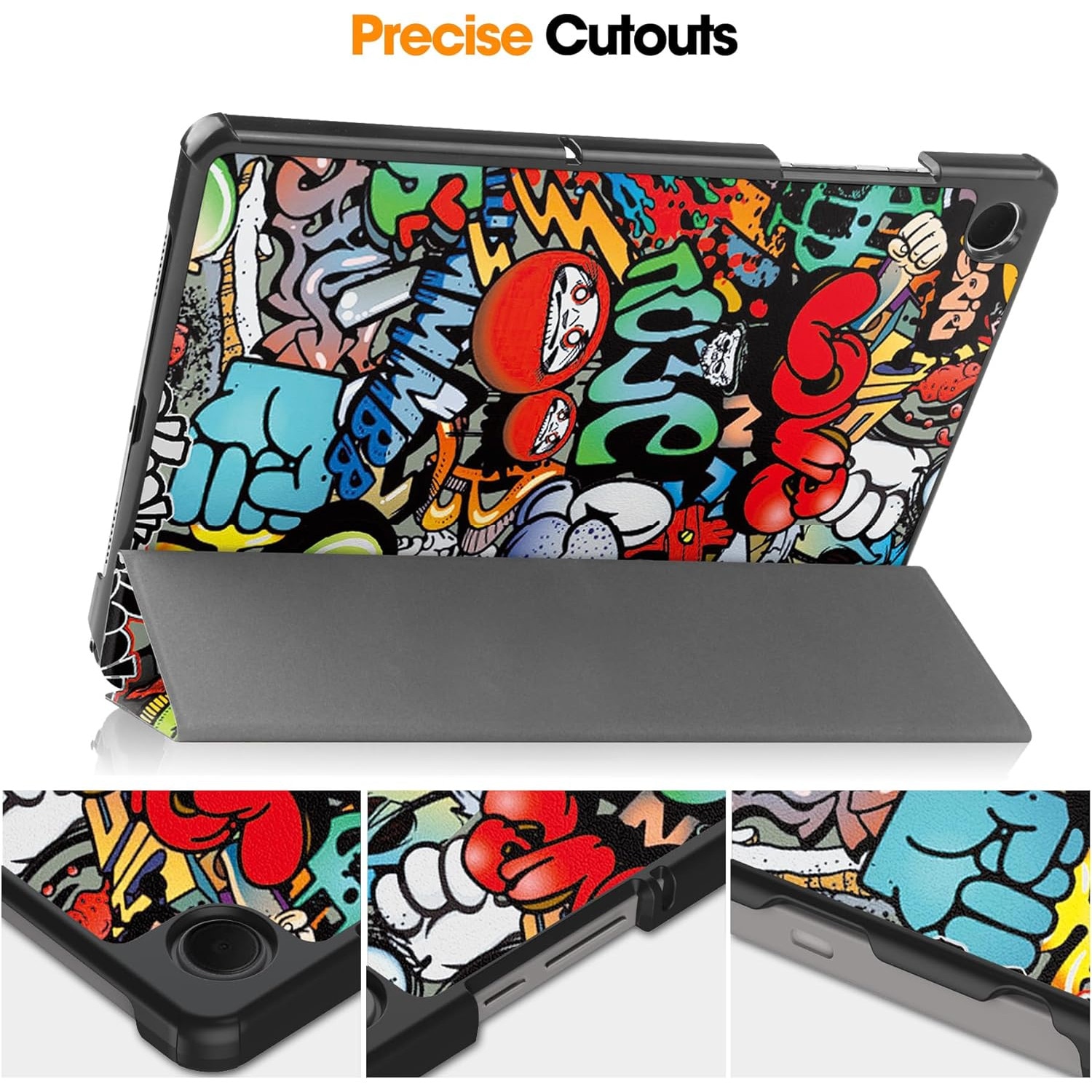 Husa pentru Samsung Galaxy Tab A11 Plus / A9+ Plus 11 inch UltraSlim de tip stand functie sleep/wake-up Aiyando, grafitti