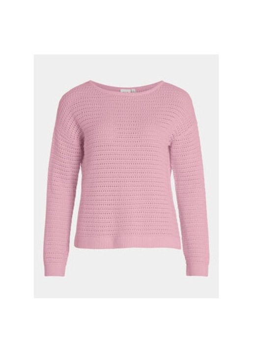 Pulover dama, Vila, 303499648, Bumbac, Roz, Roz