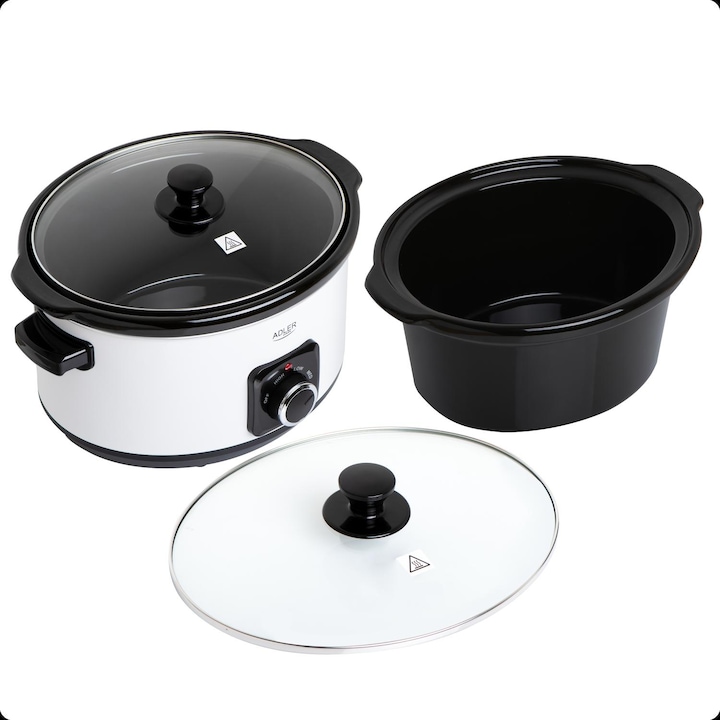 Multicooker, AD6431W, Slow cooker, 290 W, 5.8 L, 3 Viteza De Cald, Sticla Capac, Ceramica/Inox, Rosu/Negru