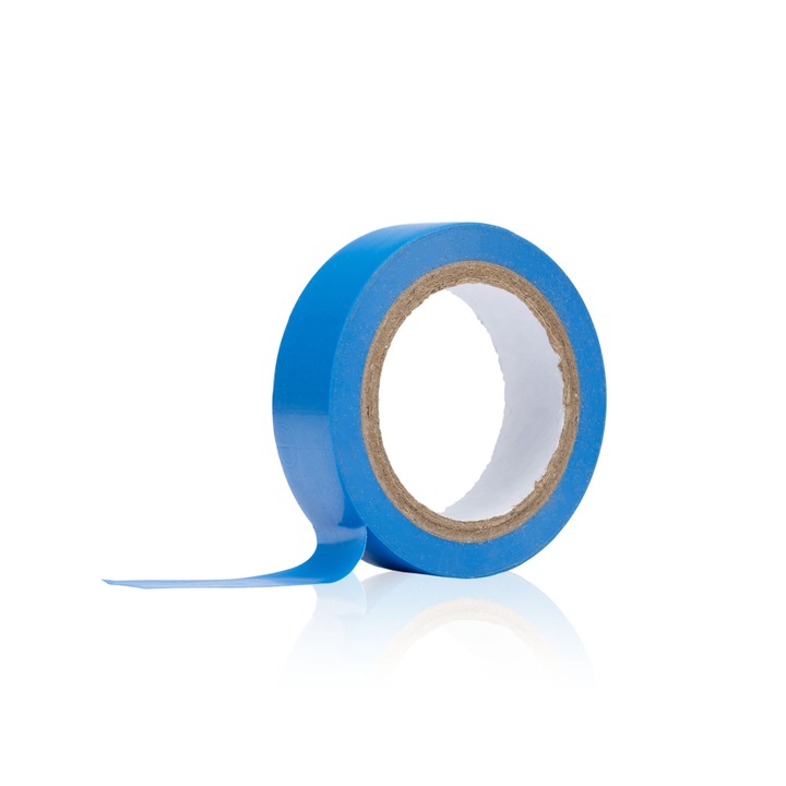 Banda izolatoare, 16mm x 10m, albastra, PVC, rezistenta la temperaturi de pana la 80C