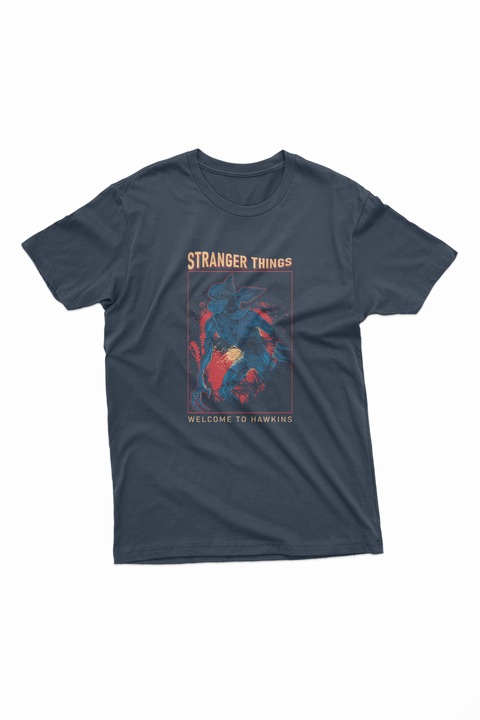Tricou barbati, Stranger Things Demogorgon, Navi Blue, Bleumarin