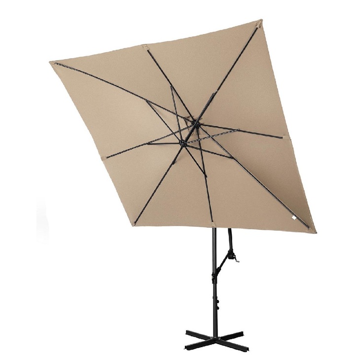 Umbrela de gradina cu brat patrat, Uniprodo, 250 x 250 cm, Bej