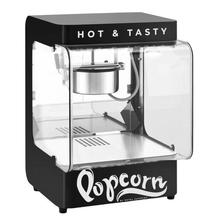 Aparat pentru floricele, Royal Catering, Inox/Aluminiu, 1300 W, 4-5 kg/h, 1.2 l, Negru