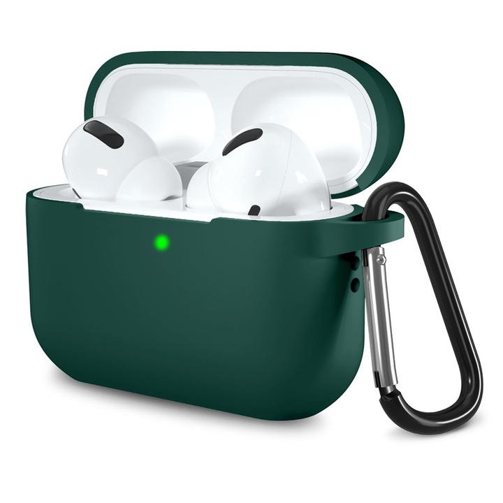 Husa Cu Grad Ridicat de Protectie pentru AirPods Pro 1/2, SOL, O44, Siliciu, Forest Green