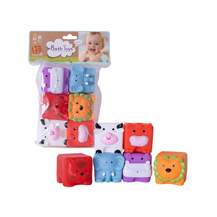 Puha fürdőkocka készlet, Askato, műanyag, többszínű, 18x6,5x24,5 cm