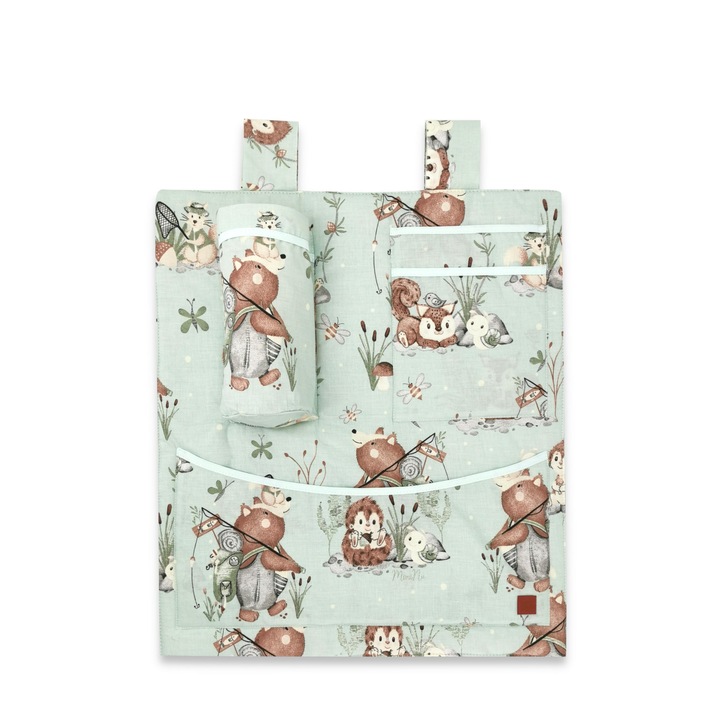 Органайзер за кошара, MimiNu и люлка, сертифициран памук Oeko Tex Standard 100, 3 отделения, 53x46 см, Дизайн, Let's Go Natural