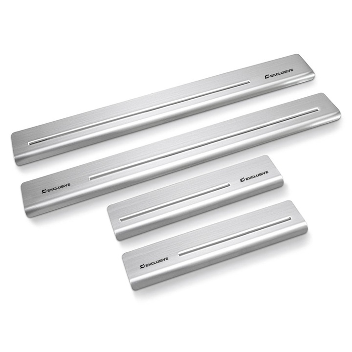 Set 4 Protectie praguri Citroen C4 Grand Picasso I 2007-2013, Croni, One Line Model, Satin Argintiu